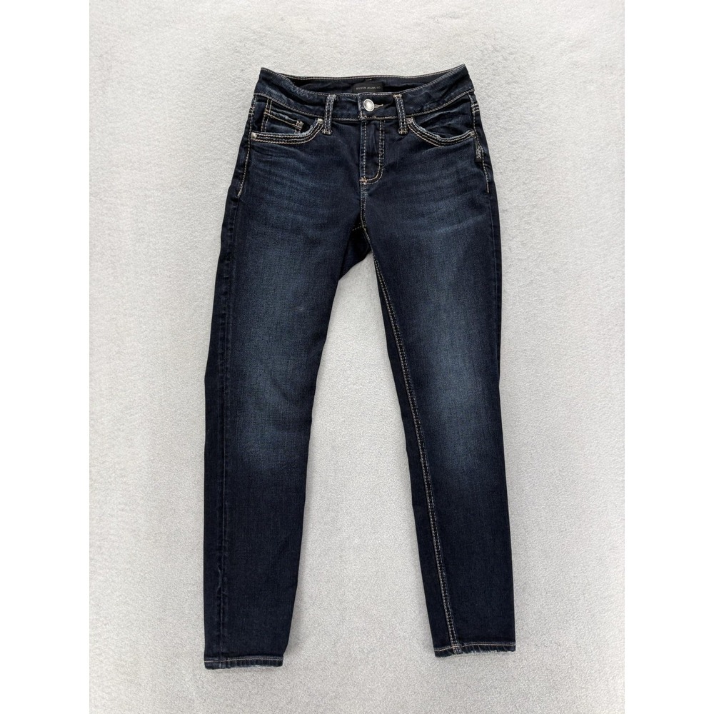 Silver Jeans Suki Skinny Jeans Womens 26 Blue Dark Wash Mid Rise Stretch Denim
